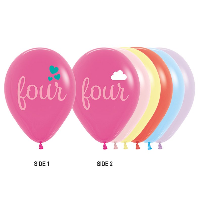 30cm Round Age FOUR Girl Assorted #59620787 - Pack of 50