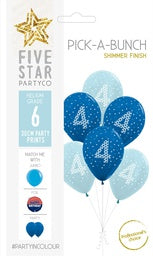 30cm Pick A Bunch BOY 4th Birthday- pack of 6 #750007