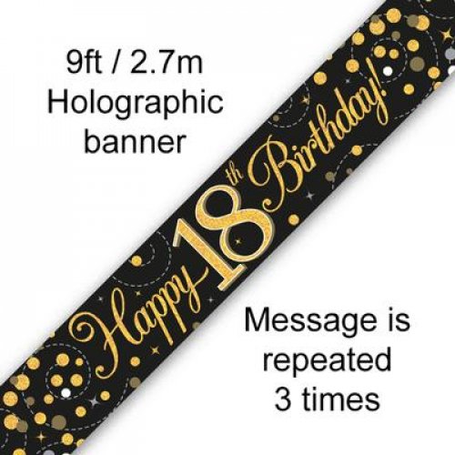 2.7m BANNER Sparkle Fizz BLACK 18th BDAY #AP109501