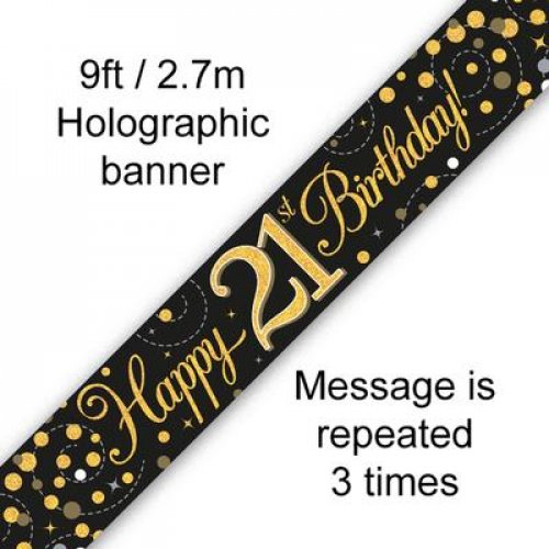 2.7m BANNER Sparkle Fizz BLACK 21st BDAY #AP109502