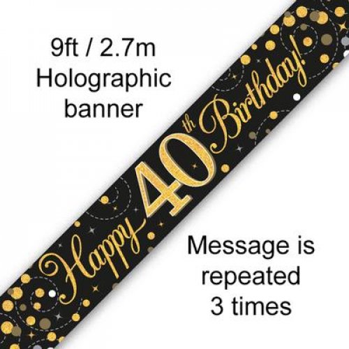 2.7m BANNER Sparkle Fizz BLACK 40th BDAY #AP109504