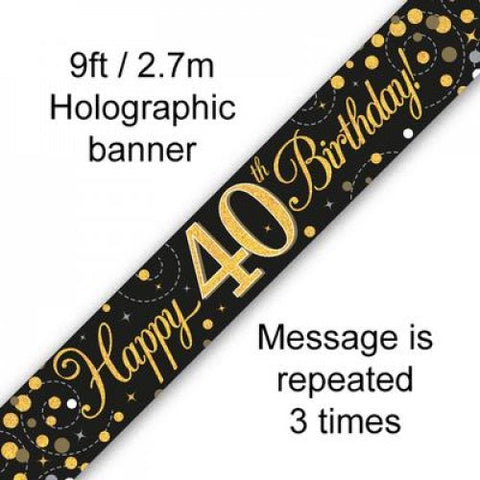 2.7m BANNER Sparkle Fizz BLACK 40th BDAY #AP109504