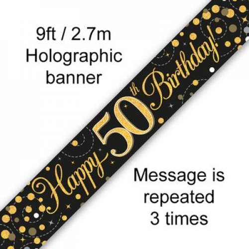 2.7m BANNER Sparkle Fizz BLACK 50th BDAY #AP109505