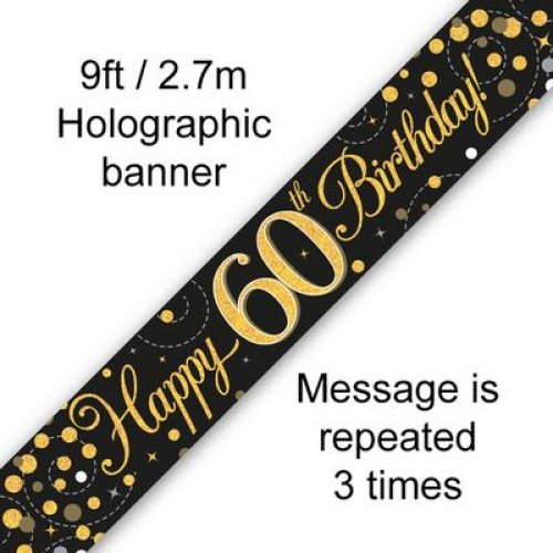 2.7m BANNER Sparkle Fizz BLACK 60th BDAY #AP109506