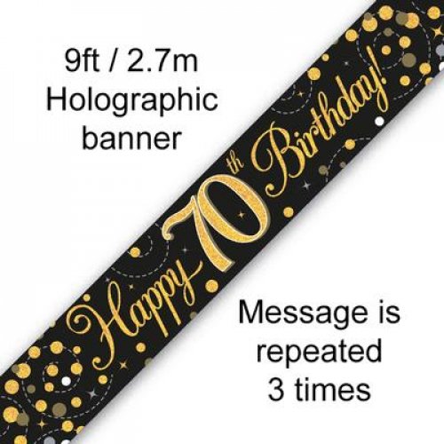 2.7m BANNER Sparkle Fizz BLACK 70th BDAY #AP109507