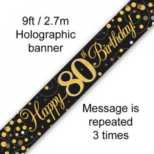 2.7m BANNER Sparkle Fizz BLACK 80th BDAY #AP109508