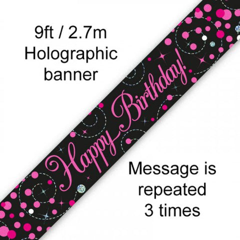 2.7m BANNER Sparkle Fizz PINK Happy Birthday #AP109482