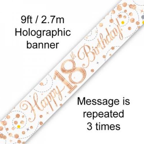 2.7m BANNER Sparkle Fizz ROSE GOLD 18th BDAY #AP109512