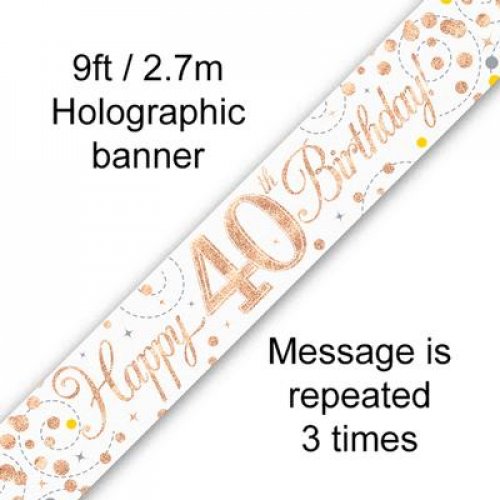 2.7m BANNER Sparkle Fizz ROSE GOLD 40th BDAY #AP109515