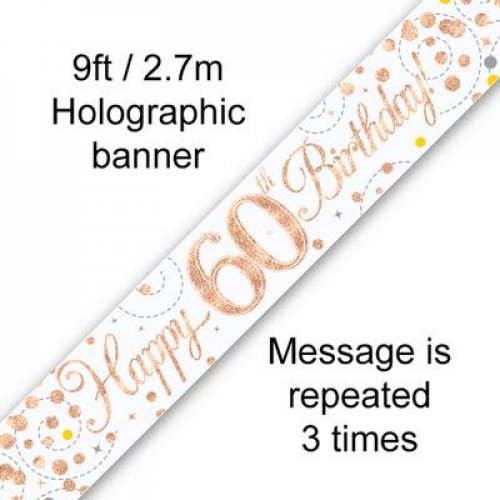 2.7m BANNER Sparkle Fizz ROSE GOLD 60th BDAY #AP109517