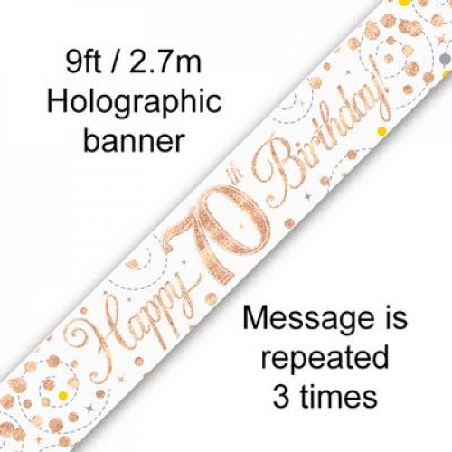 2.7m BANNER Sparkle Fizz ROSE GOLD 70th BDAY #AP109518