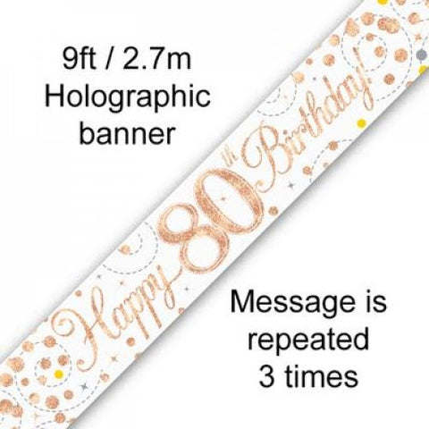 2.7m BANNER Sparkle Fizz ROSE GOLD 80th BDAY #AP109519