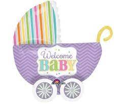 81cm x 76cm Foil Balloon WELCOME BABY Carriage #30916